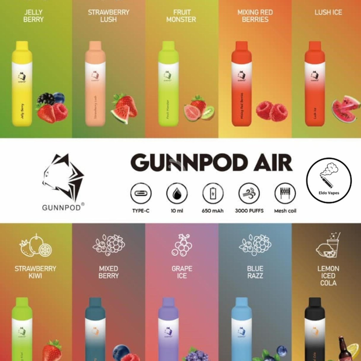 Gunnpod Air 3000 Puffs Rechargeable Vape